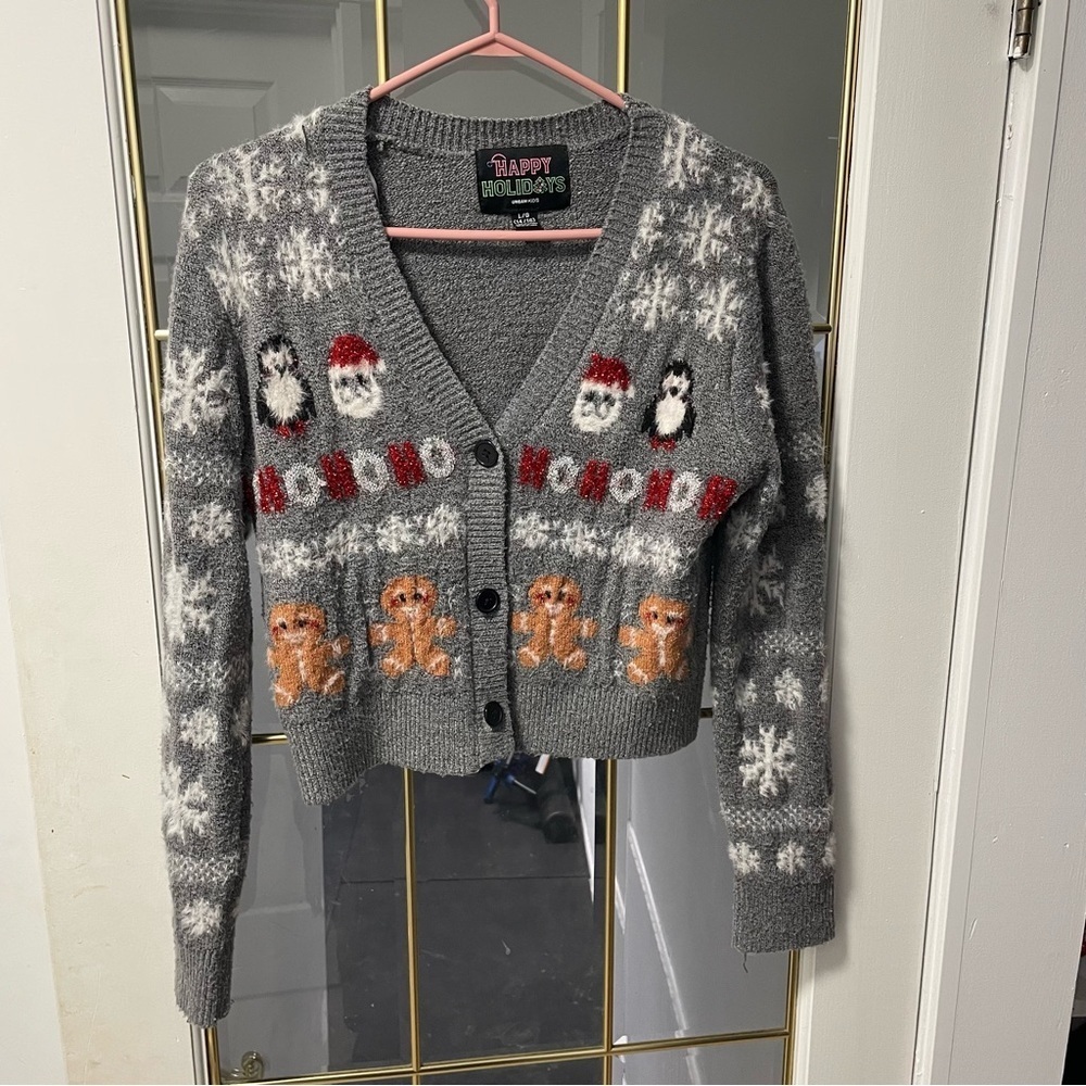 Urban Outfitters Gray Holiday Cardigan extra small